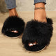 Fashion Open-toed Plush Slippers Winter Warm Indoor Bedroom Floor Soft Fluffy Slipper For Couple Solid Color House Shoes Women - EX-STOCK Canada