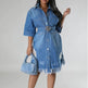 Women's Fashion 3/4 sleeve Mid Length loose Denim Jeans Dress - EX-STOCK Canada