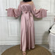 Middle East Dubai Hot Sale Lace Up Satin Muslim Dress - EX-STOCK Canada