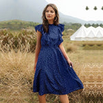 Polka dot Chiffon Ruffled Summer midi dress - EX-STOCK Canada