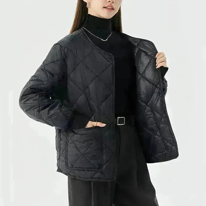 Quilted Padded Coat Winter Jacket With Pockets Lightweight Outerwear For Women's Clothing - EX-STOCK CANADA