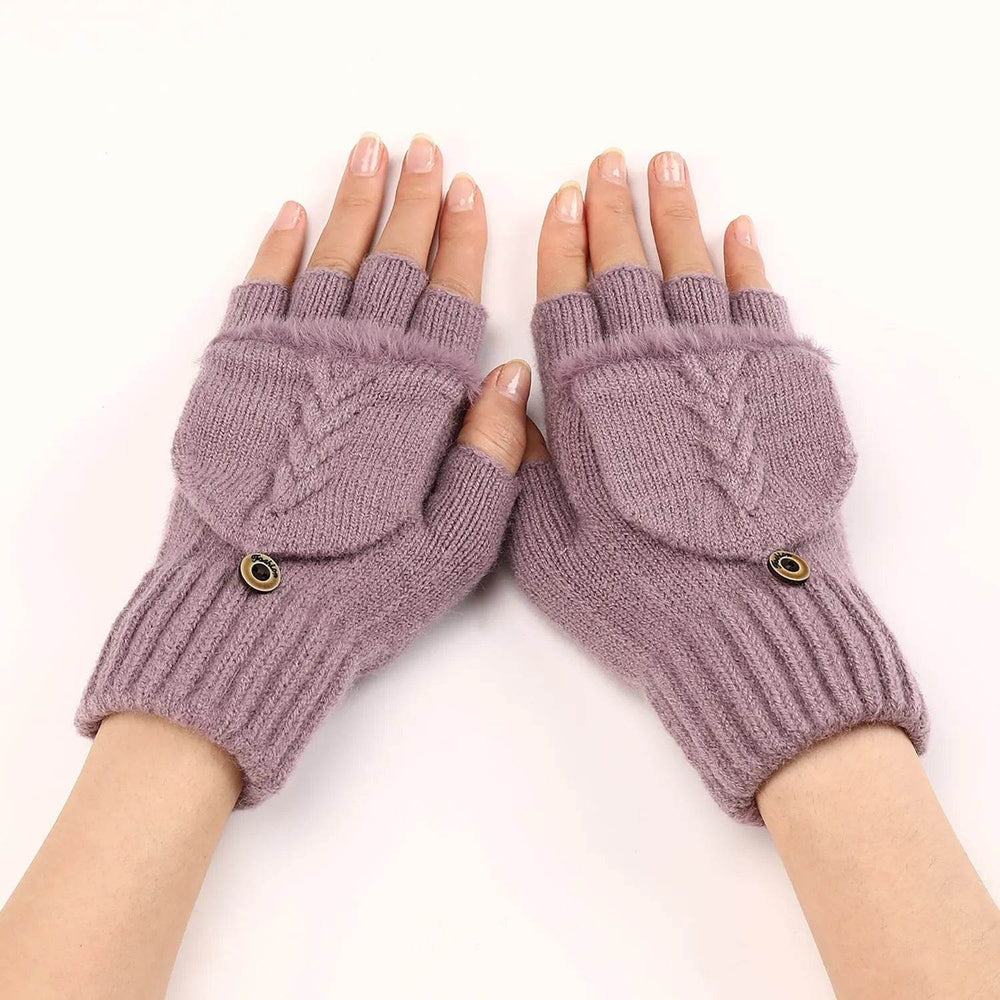 Wool Fingerless Gloves Women's Warm Fashionable Knitted Half Finger Oversleeves - EX-STOCK Canada