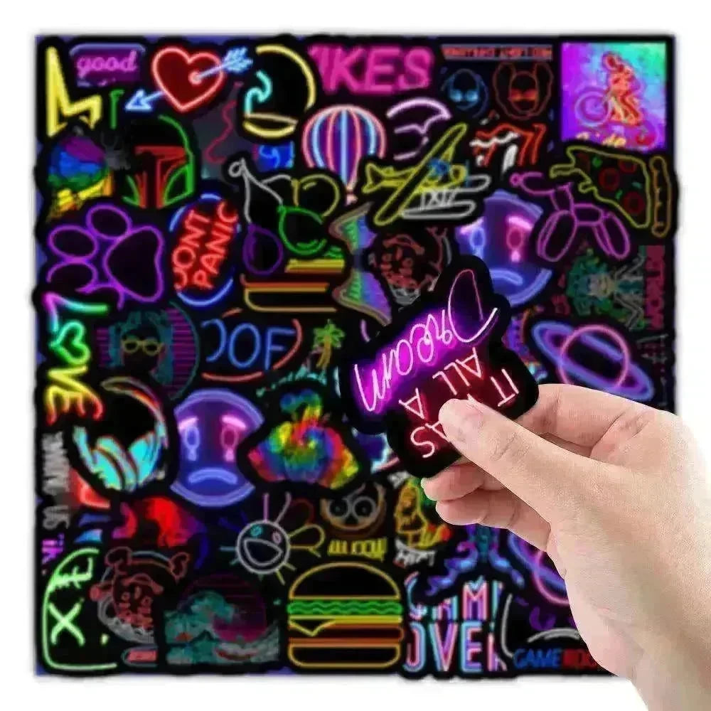 50 New Neon Stickers Car Trunk Phone Water Cup Decoration Stickers - EX-STOCK CANADA