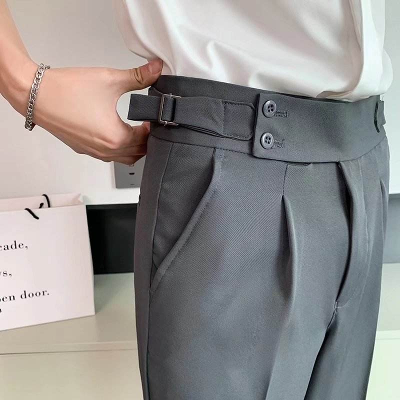 Work Office Business Formal Men's Trouser Draping Cropped Small Suit Pants Men - EX-STOCK Canada
