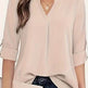 Chic Solid V-Neck Blouse - Fashionable Simplicity For Women - Relaxed Casual Long Sleeve Style - EX-STOCK Canada