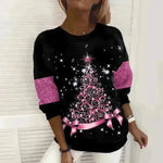 Christmas Tree Print Casual Loose Top - EX-STOCK CANADA
