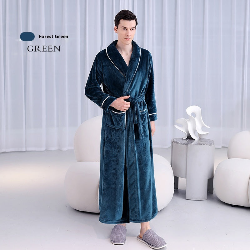 Extended Autumn And Winter Coral Fleece Bathrobe | EX-STOCK product gallery photo 2