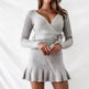Autumn Winter V-neck Mini Flared Wrap sweater dress - EX-STOCK Canada