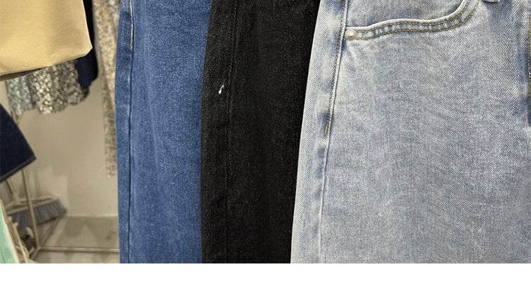 Casual Front Slit Dark Blue and Light Blue Denim Midi Skirt for women - EX-STOCK Canada