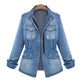 Fitted Zip up Lapel Women Denim Jacket - EX-STOCK CANADA