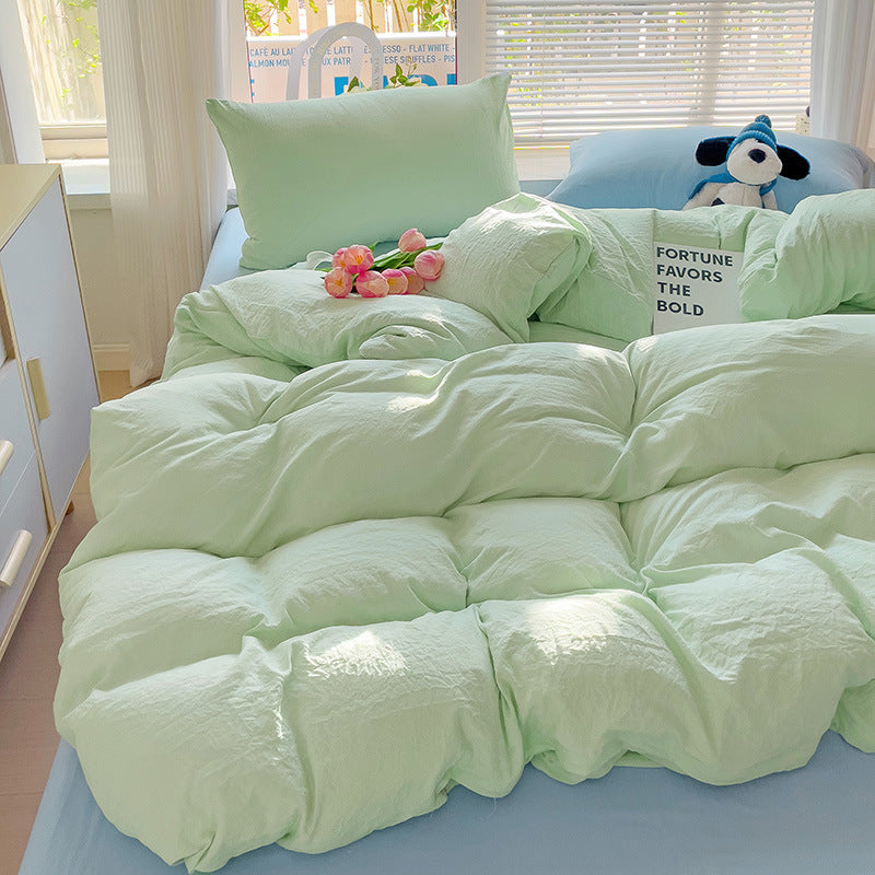 Class A Washed Cotton Four-piece Set Pure Color Duvet Cover Sheets EX-STOCK Canada 