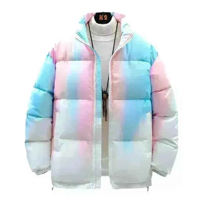 Fashion Stand-up Collar Gradient Coat Couples Winter Warm Plush Thickened Jacket With Pockets Loose Outwear Top For Women Men Clothing - EX-STOCK CANADA