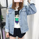 All-match Korean Style Loose Embroidered Denim Jacket Women EX-STOCK Canada 
