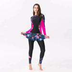 One-Piece Long Sleeve Long Skirt Swimsuit - EX-STOCK Canada