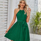 Halter Strapless Dresses For Women Solid Pleated Skirt Summer Beach Sundress - EX-STOCK CANADA