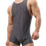 New Vertical Striped Pajamas Sports Swimming Brief Bodysuit for men - EX-STOCK CANADA