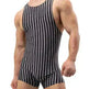 New Vertical Striped Pajamas Sports Swimming Brief Bodysuit for men - EX-STOCK CANADA