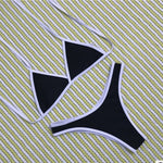 Women's Halter Triangle Bikini Set – Contrast Trim