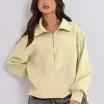 Women's Half Zipper Pullover Long Sleeve Sweatshirt - EX-STOCK CANADA