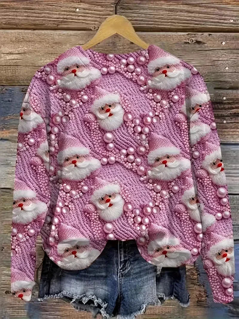 Women's Pullover Christmas Pattern Round Neck Sweatshirt EX-STOCK Canada 