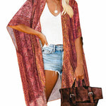Spring Summer Printed Sun Protection Beach Kimono Cardigan Blouse top Women - EX-STOCK Canada