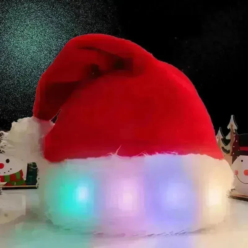 Christmas Hat LED Light Plush Children's Adult Christmas Decorations Christmas Supplies Luminous Santa Hat Home Decoracion - EX-STOCK CANADA