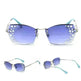 Fashion Trendy Classy Frameless Crystal Sunglasses Women Shades Rimless Rhinestone Sun Glasses Female diamonds Party Eyewear - EX-STOCK CANADA