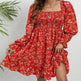 Casual Spring And Summer lantern Sleeve floral Mini Dress - EX-STOCK Canada
