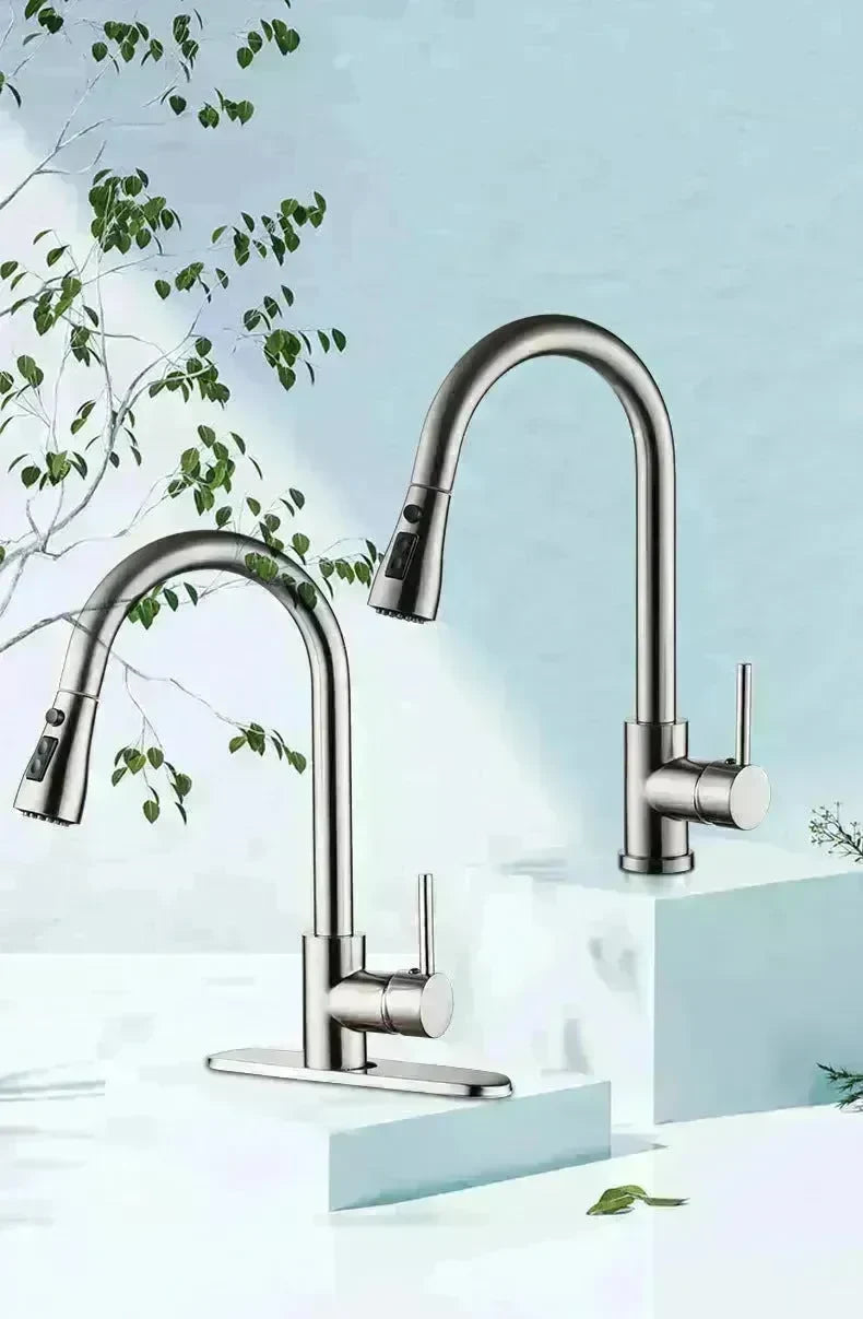 Stainless Steel Brushed Kitchen Sink Faucet with Sprayer - EX-STOCK CANADA
