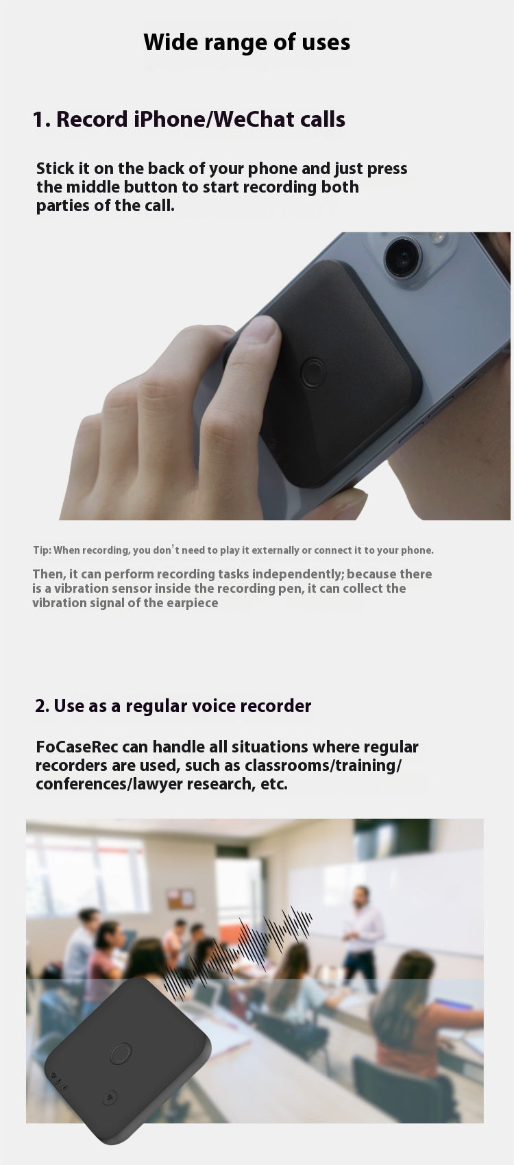 64GB AI Voice Recorder with Transcription & Summaries – Black