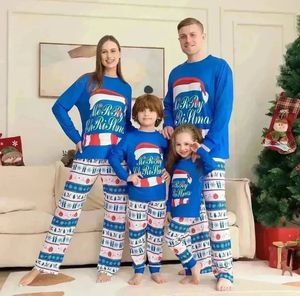 Matching Family Pajamas Sets Christmas PJ's Letter Print Top And Plaid Pants Jammies Sleepwear - EX-STOCK CANADA