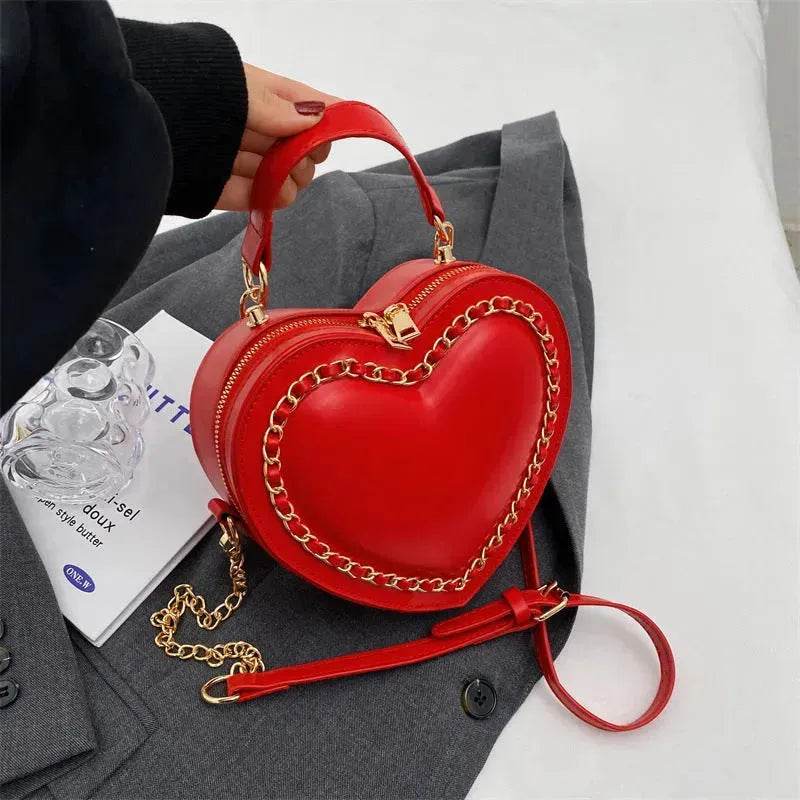 Women's Fashion Casual Heart Shaped Chain Shoulder Messenger Crossbody Bag - EX-STOCK Canada