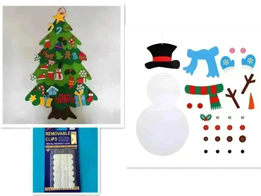 DIY Felt Christmas Tree New Year Toddler Kids Handmade Gift Toys Door Wall Hanging Ornaments Holiday Party Home Decor Set - EX-STOCK CANADA