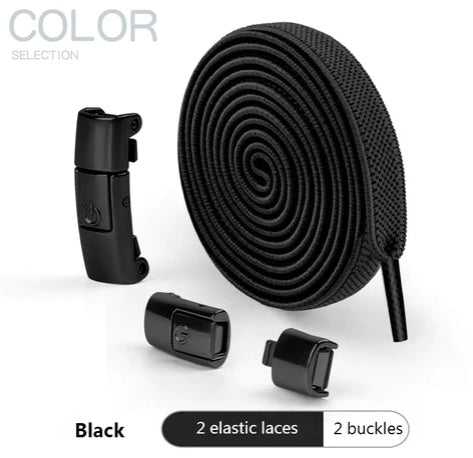Press Lock Elastic No-Tie Shoelaces – 8MM Flat Widened Laces for Sneakers, Kids & Adults