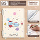 Notebook with cartoon elephants and ice cream cone design on a beige background