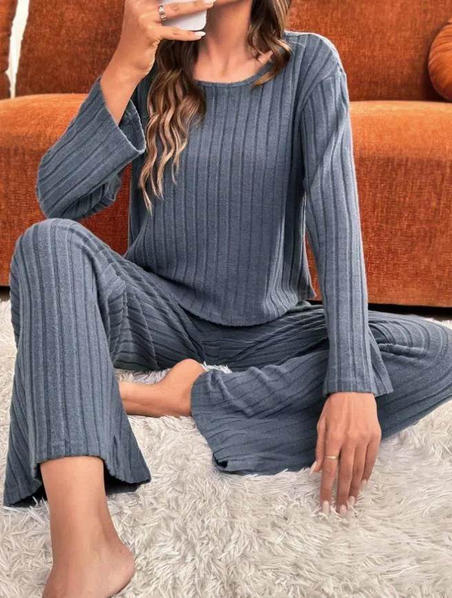 Round Neck Loose Trousers Suit Homewear - EX-STOCK Canada