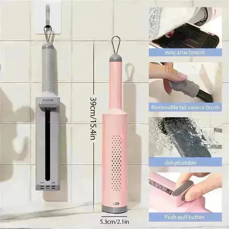 Rotatable Self-Squeeze Mini Mop With Crevice Brush Hand Wash-Free Flat Squeeze Mop With 2 Reusable Microfiber Pads, Microfiber Mop For Wet Dry Use Self Wringing Flat Mop For Floor Cleaning - EX-STOCK CANADA