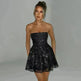 Tube Top Lace Dress With Back Bow-knot Summer Fashion Temperament Mesh Stitching Off-neck Short Mini Skater Dress - EX-STOCK CANADA