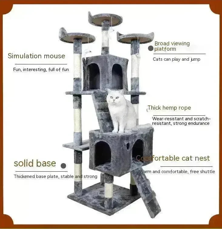Large Cat Tree Cat Climbing Frame Integrated Jumping Platform Sisal Column - EX-STOCK CANADA