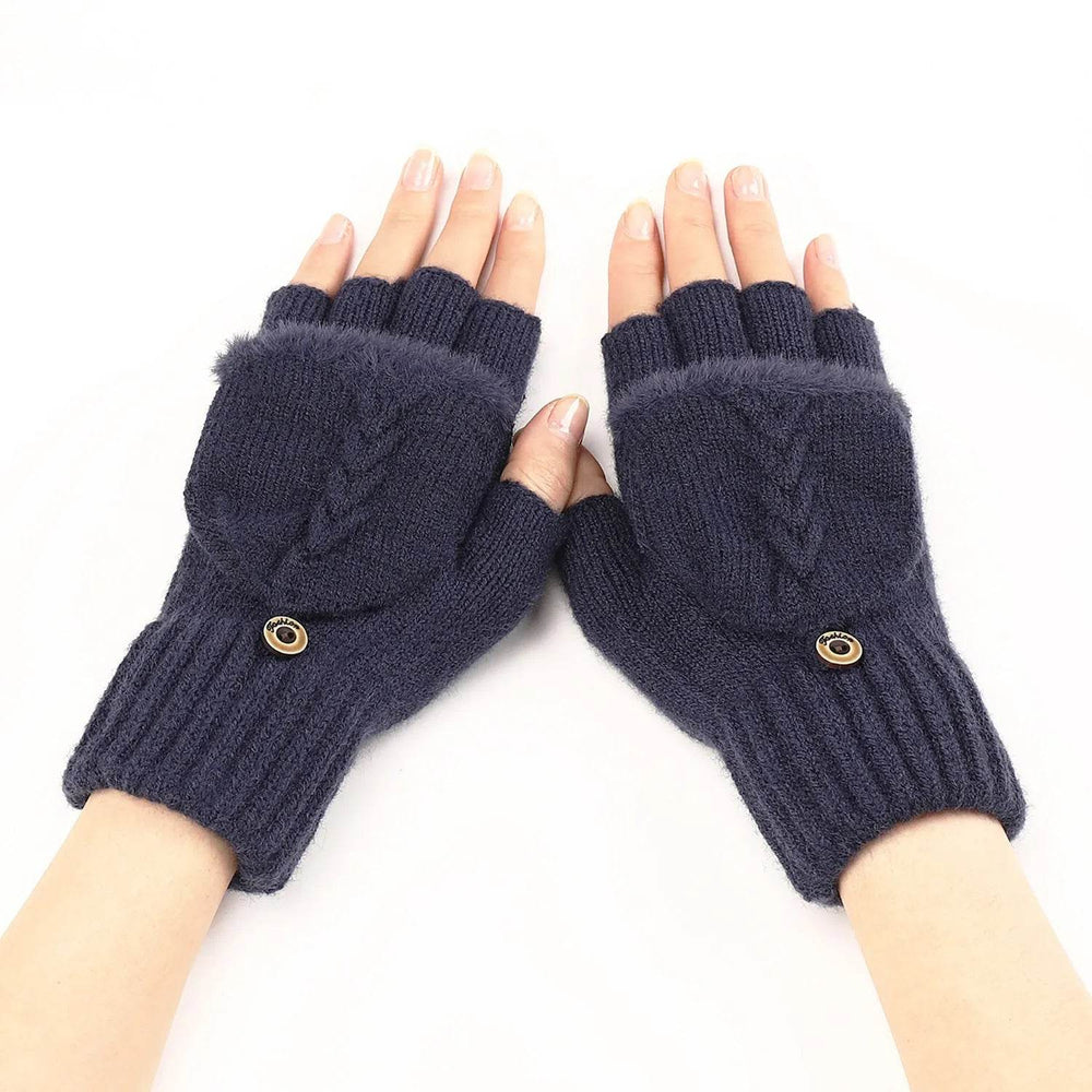 Wool Fingerless Gloves Women's Warm Fashionable Knitted Half Finger Oversleeves - EX-STOCK Canada