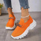 Fashion Chain Design Mesh Shoes For Women Breathable Casual Soft Sole Walking Sock Slip On Flat Chunky Sneakers Shoes for Women - EX-STOCK Canada