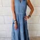 Women's Sleeveless Denim Fashion Retro High Waist Layered Dress - EX-STOCK Canada