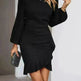 Women's Puff Long Sleeve Fashion Solid Color Bodycon Formal Dress Women Clothing - EX-STOCK CANADA