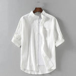 Men's Linen Stand Collar Loose Shirt - EX-STOCK CANADA