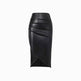 Front Split Leather Skirt Formal Office Work High Waist Sheath midi black Skirt - EX-STOCK Canada