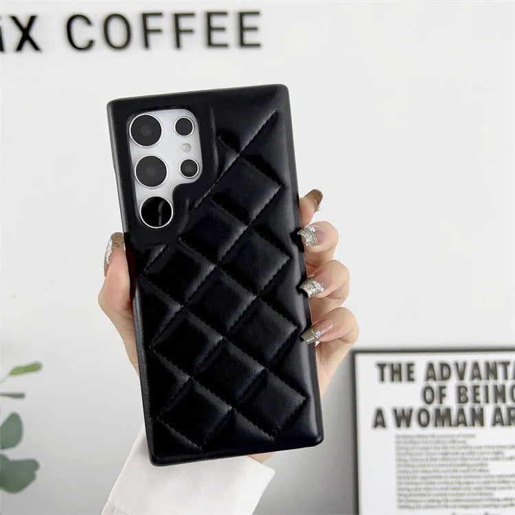 Diamond Plaid Samsung leather Phone case - EX-STOCK CANADA