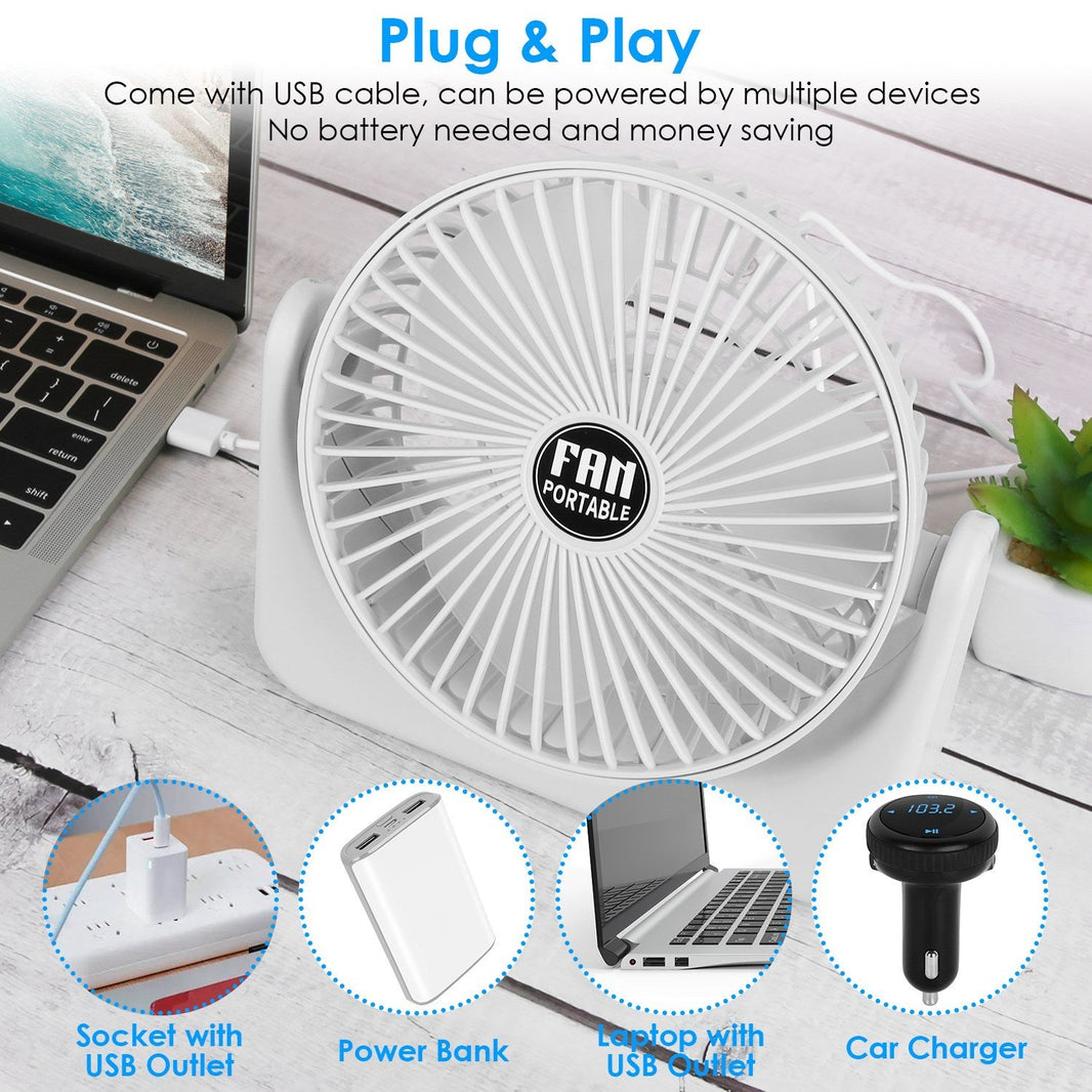 6.5in Desk Fan USB Powered 2 Speeds Table Cooling Fan Tilt Quiet Desktop Fan For Bedroom Office EX-STOCK