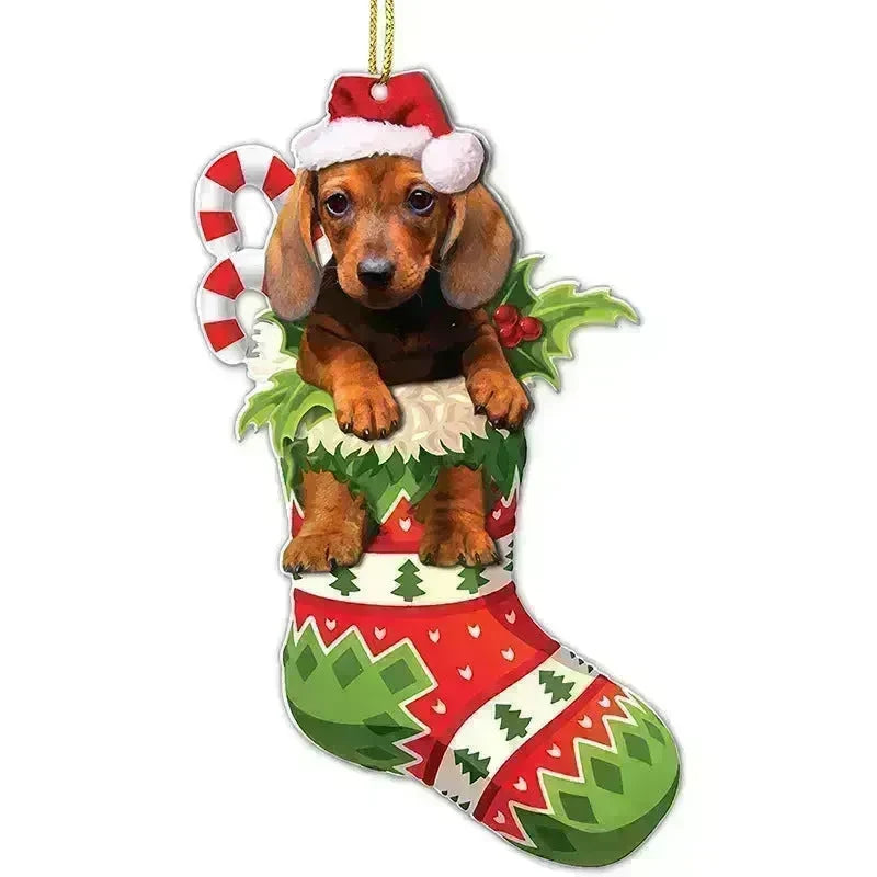 Christmas Stockings Christmas Tree Decorative Socks Dog Pendant Creative Cute - EX-STOCK CANADA