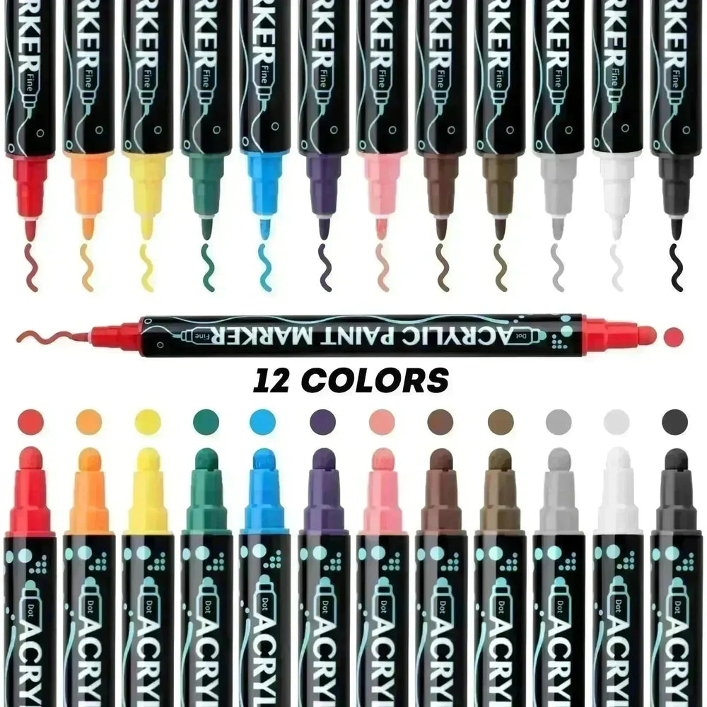 Acrylic Marker Pen Double-headed Stackable Water-based Paint Brush Paint Marker and Highlighter - EX-STOCK CANADA