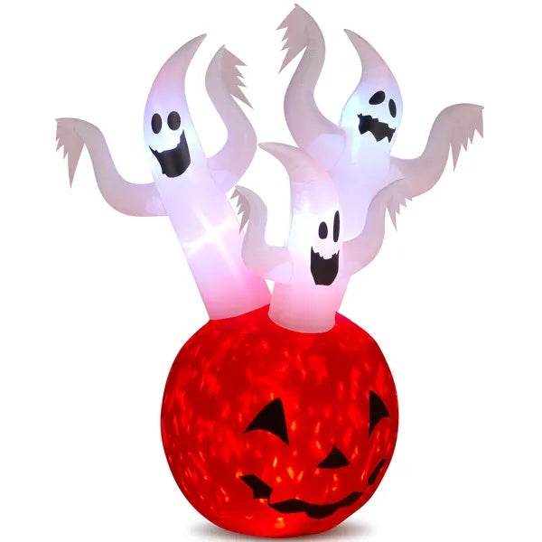 5.9 FT Halloween Inflatable Pumpkin Ghost Outdoor Decorations, Scary Blow Up Yard Decor With Built-in LED Lights For Holiday Party Yard Lawn Garden Decor Indoor Outdoor - EX-STOCK Canada